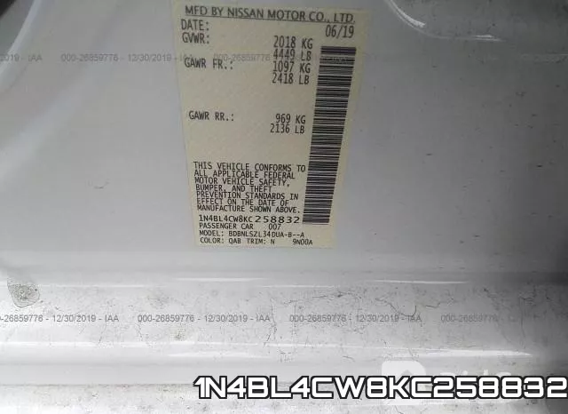 1N4BL4CW8KC258832 фото 10