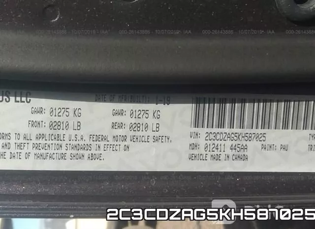 2C3CDZAG5KH587025 фото 10