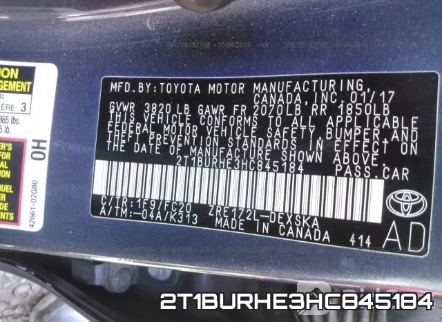 2T1BURHE3HC845184 фото 10