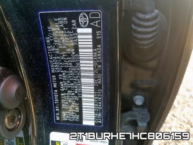 2T1BURHE7HC806159 фото 2