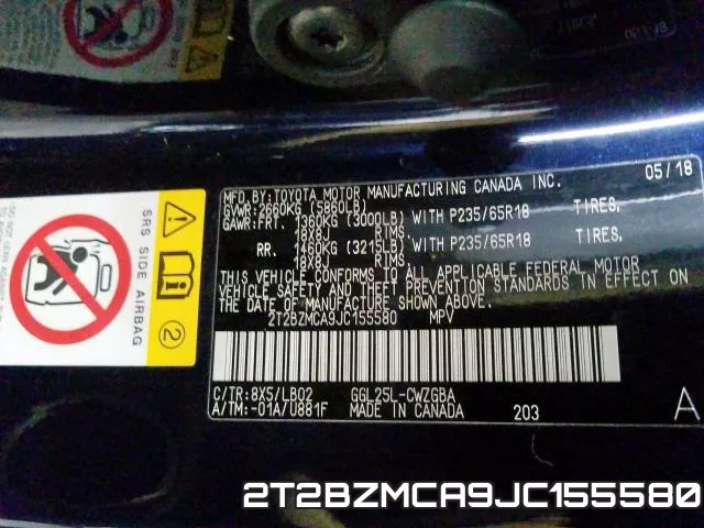 2T2BZMCA9JC155580 фото 2