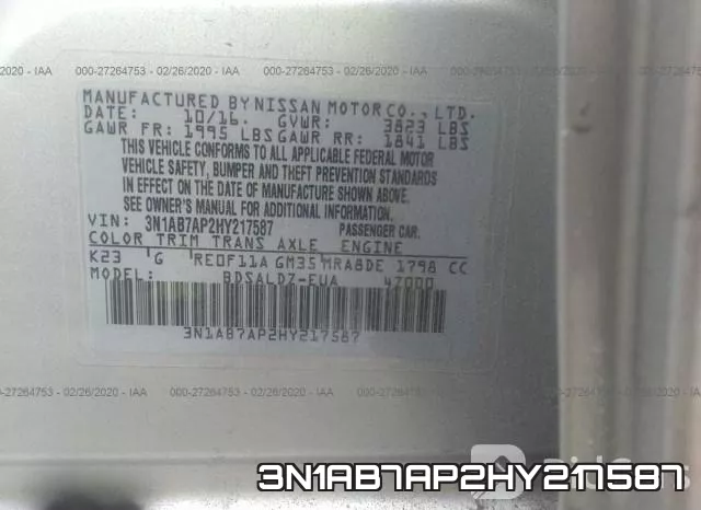 3N1AB7AP2HY217587 фото 10