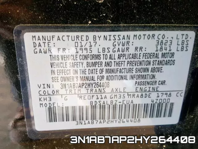 3N1AB7AP2HY264408 фото 2