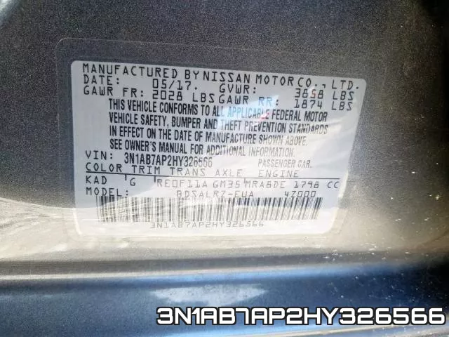 3N1AB7AP2HY326566 фото 2