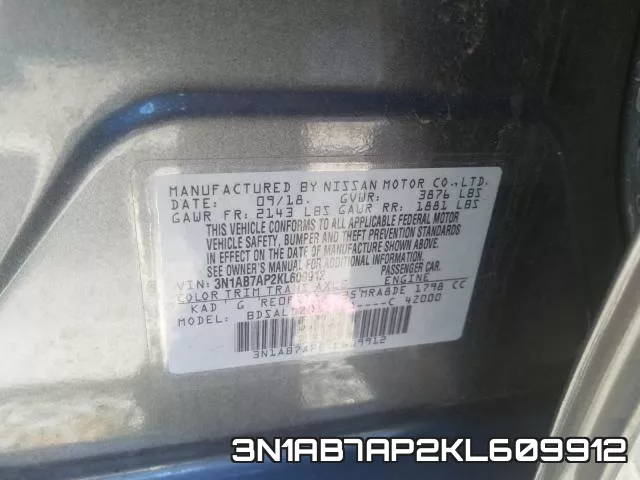 3N1AB7AP2KL609912 фото 2