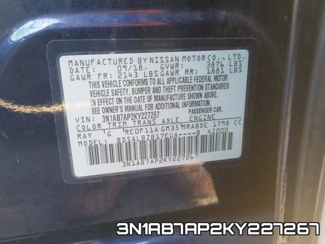 3N1AB7AP2KY227267 фото 2