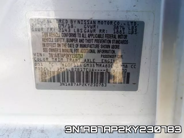 3N1AB7AP2KY230783 фото 2