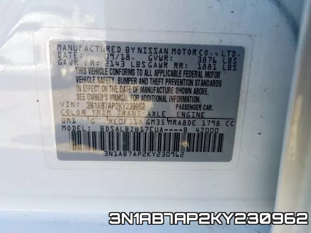 3N1AB7AP2KY230962 фото 2