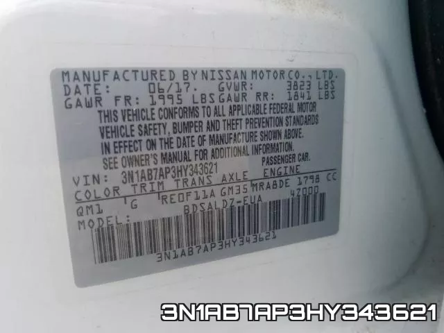 3N1AB7AP3HY343621 фото 2