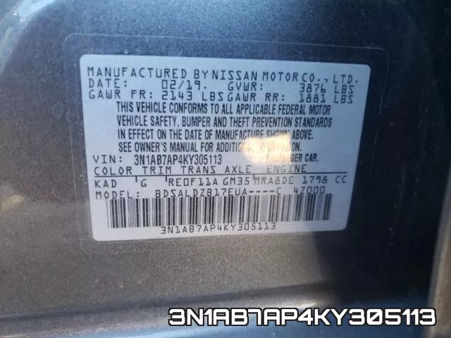 3N1AB7AP4KY305113 фото 2