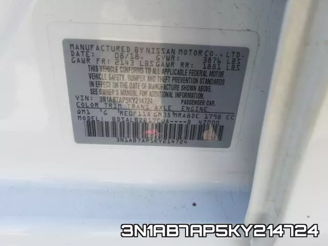 3N1AB7AP5KY214724 фото 2