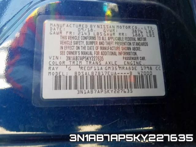3N1AB7AP5KY227635 фото 2