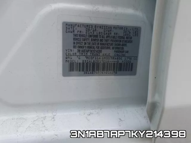 3N1AB7AP7KY214398 фото 2