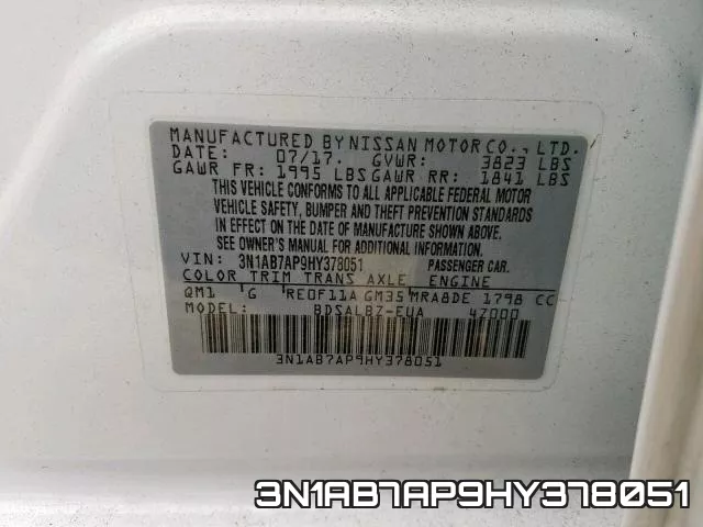 3N1AB7AP9HY378051 фото 2