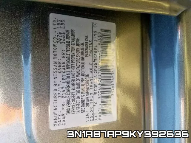 3N1AB7AP9KY392636 фото 2