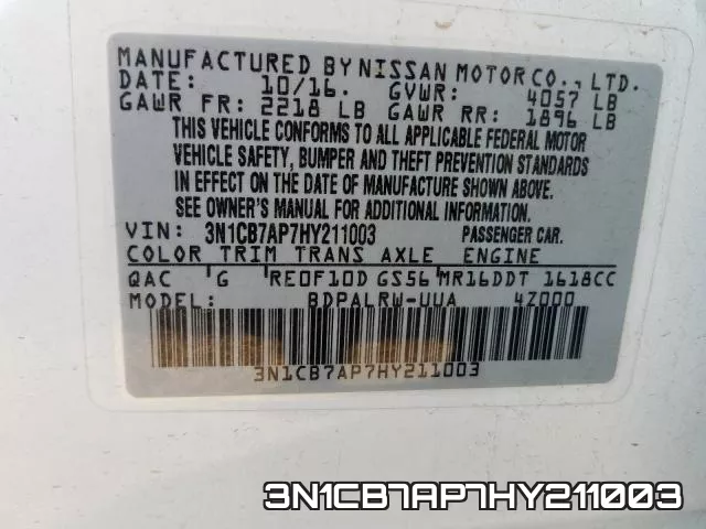 3N1CB7AP7HY211003 фото 2