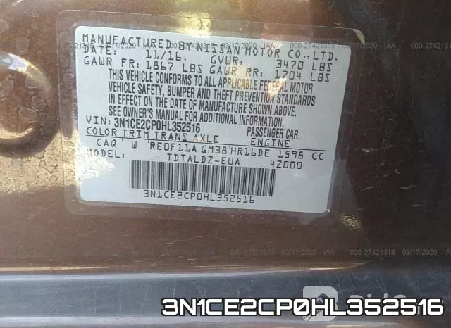 3N1CE2CP0HL352516 фото 10