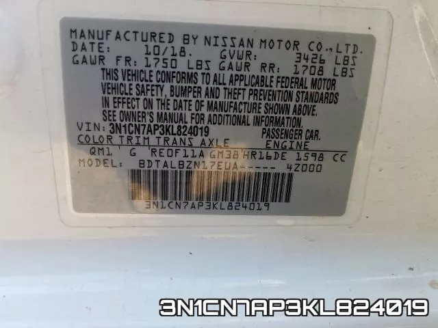 3N1CN7AP3KL824019 фото 2