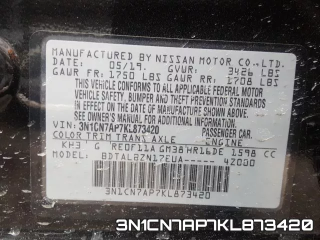 3N1CN7AP7KL873420 фото 2
