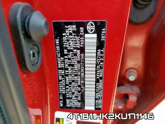 4T1B11HK2KU171146 фото 2