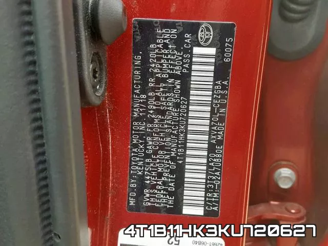 4T1B11HK3KU720627 фото 2