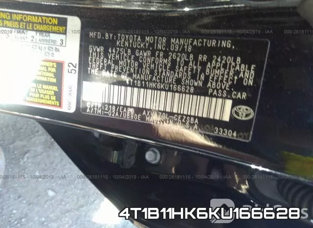 4T1B11HK6KU166628 фото 10