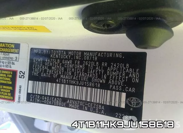 4T1B11HK9JU158618 фото 10