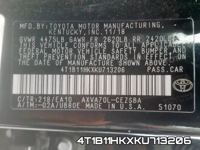 4T1B11HKXKU713206 фото 2
