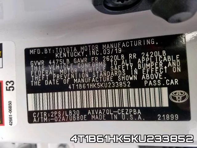 4T1B61HK5KU233852 фото 2