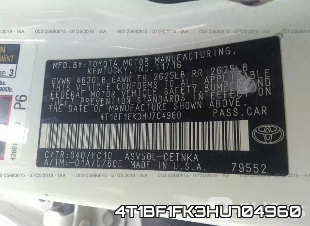 4T1BF1FK3HU704960 фото 10