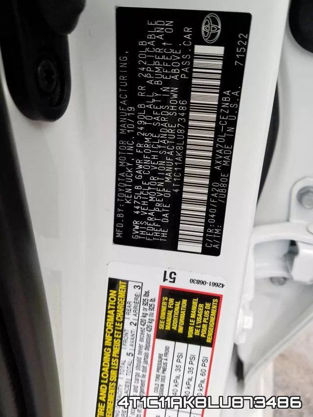 4T1C11AK8LU873486 фото 2