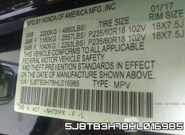 5J8TB3H78HL016985 фото 10
