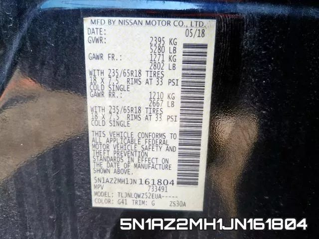 5N1AZ2MH1JN161804 фото 2