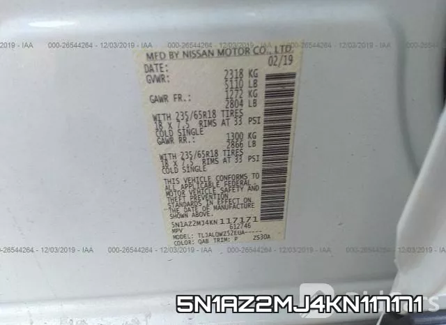 5N1AZ2MJ4KN117171 фото 10