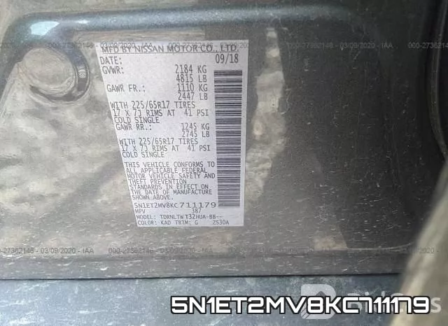 5N1ET2MV8KC711179 фото 10