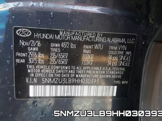 5NMZU3LB9HH030393 фото 2