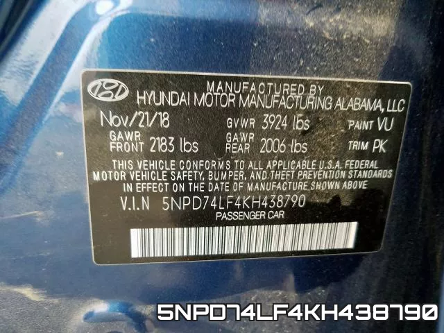 5NPD74LF4KH438790 фото 2