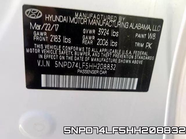 5NPD74LF5HH208832 фото 2