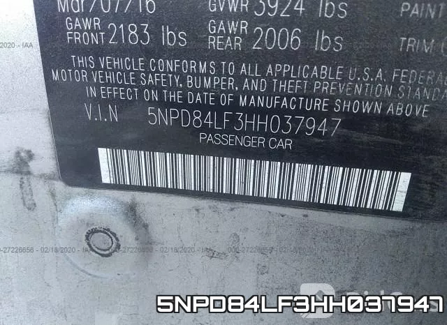 5NPD84LF3HH037947 фото 10
