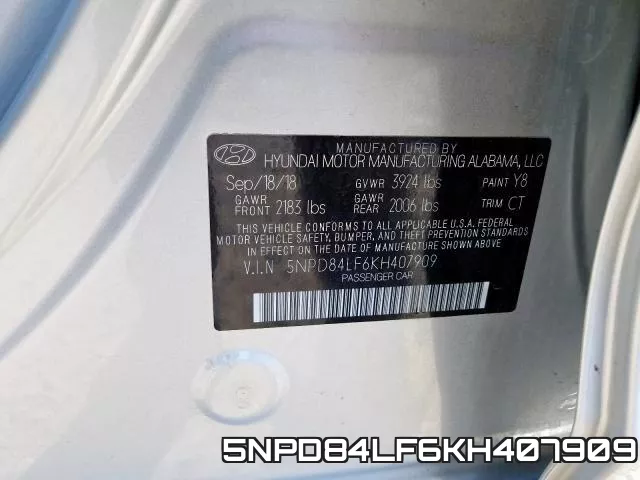 5NPD84LF6KH407909 фото 2