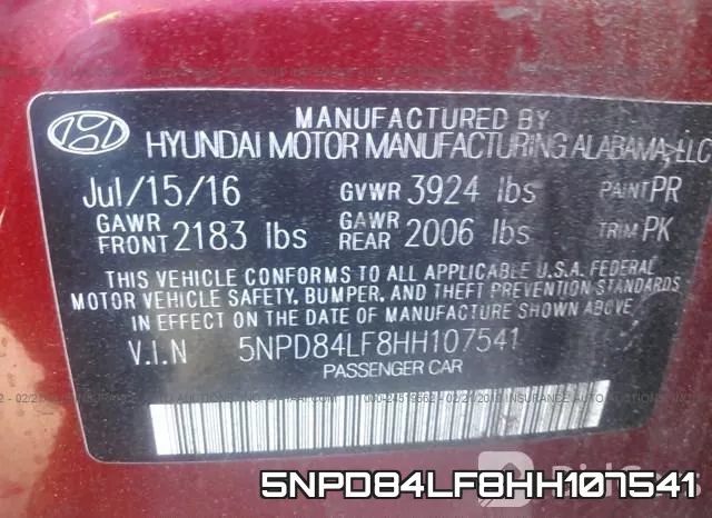 5NPD84LF8HH107541 фото 10