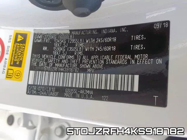 5TDJZRFH4KS918782 фото 2