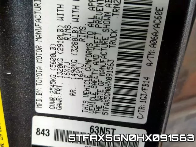 5TFAX5GN0HX091563 фото 2
