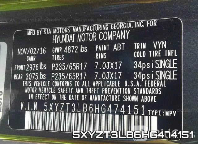 5XYZT3LB6HG474151 фото 10