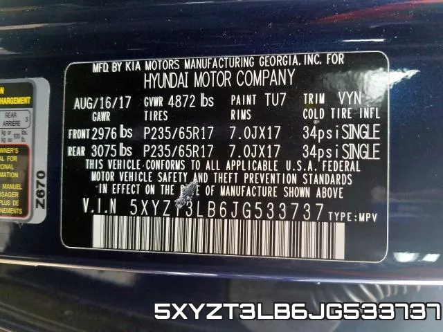 5XYZT3LB6JG533737 фото 2