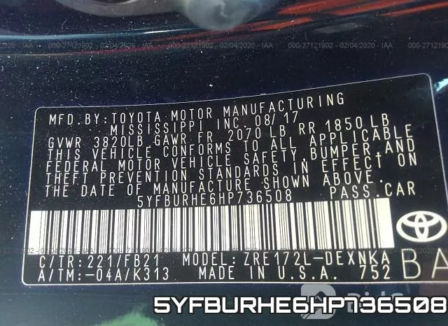 5YFBURHE6HP736508 фото 10