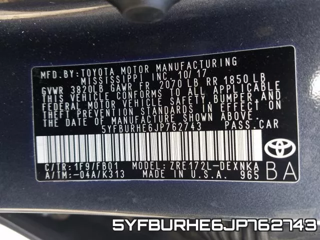 5YFBURHE6JP762743 фото 2