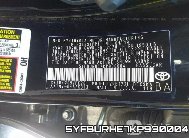 5YFBURHE7KP930004 фото 10
