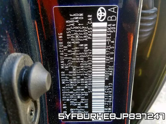 5YFBURHE8JP837247 фото 2