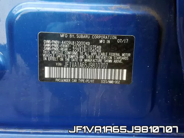 JF1VA1A65J9810707 фото 2